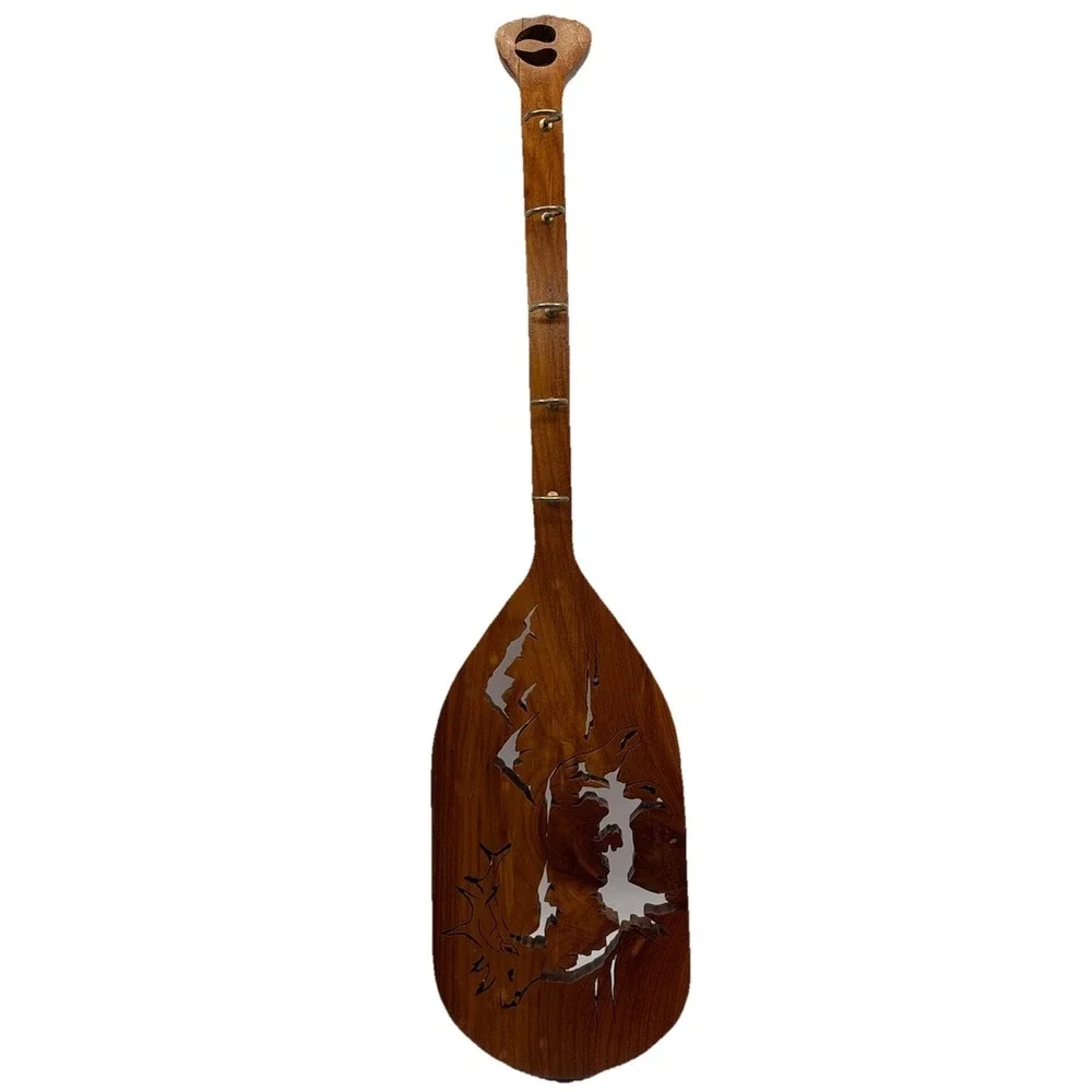Wood Elk Cut Out  Wall Mount Key Holder 5 Hooks Cabin Core Lodge Hat Hook